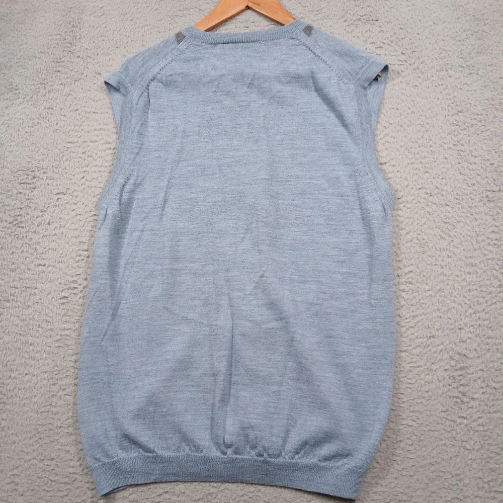 Banana Republic Wool Argyle Sweater Vest Men's XL Blue Gray V-Neck Classic‎ Knit